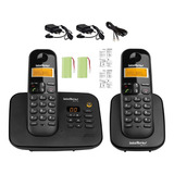 Kit Aparelho De Telefone Fixo De Mesa Sem Fio Bina Com Ramal