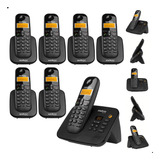 Kit Aparelho De Telefone Fixo De Mesa Sem Fio Bina E 6 Ramal