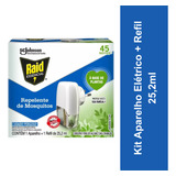 Kit Aparelho Elétrico Repelente De Mosquitos Refil 45 Noites Base De Plantas 25 2ml Raid