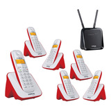 Kit Aparelho Telefone Bina 5 Ramal Entrada Chip Celular 4g