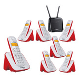Kit Aparelho Telefone Bina 6 Ramal Entrada Chip Celular 4g