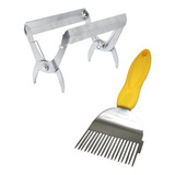 Kit Apicultura Saca Quadro Garfo Desoperculador Em Inox