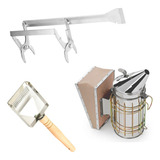 Kit Apicultura Saca Quadros Fumegador Inox Garfo Invert