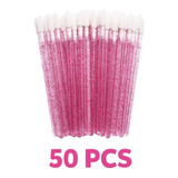 Kit Aplicador Pincel Descartável Batom Gloss Limpeza Cílios Cor Pink