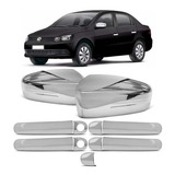 Kit Aplique Capa Cromada Maçaneta Retrovisor Voyage G5 2012