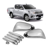 Kit Aplique Capa Cromada Retrovisor Maçaneta Hilux 2016 2019