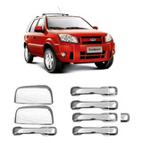 Kit Aplique Cromado Ecosport 03 12 Maçanetas E Retrovisores