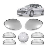 Kit Aplique Cromado Maçaneta Retro Completo Peugeot 206 207