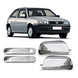 Kit Aplique Cromado Maçaneta Retrovisor Gol G3 G4 2 Portas