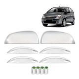 Kit Aplique Retrovisor Maçaneta Meriva 2006 2007 Cromado