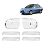 Kit Aplique Retrovisor Maçanetas Corsa 1999 Cromado 4 Portas