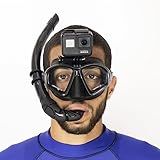 Kit Apneia E Pesca Sub Dive Motion Com Suporte A Camera De Ação- Preto