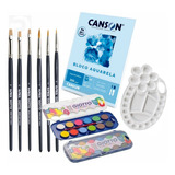 Kit Aquarela Pentel Ougiotto Papel Canson 6 Pinceis