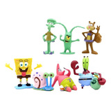 Kit Aquário Enfeites 7 Bonecos Bob Esponja Fenda Do Biquíni