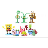 Kit Aquário Enfeites 7 Bonecos Bob Esponja Fenda Do Biquíni