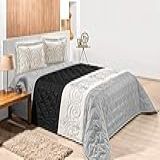 Kit Arabesco Casal 5 Peças Mellindre Preto King Tecido