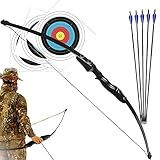 Kit Arco Flecha Profissional Destro De Madeira De Faia Força De 40lbs 5 Flechas De Ponta De Alumínio Para Tiro Ao Alvo Arqueria Caça Pescaria Esportivo Campeonato Preto 
