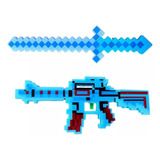 Kit Arma De Brinquedo Minecraft   Espada Ambos Com Luz E Som