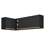 Kit Armário De Cozinha Aéreo Canto 90cm E Aéreo 120cm Veneza Multimóveis Mp2148 Preto Dourado