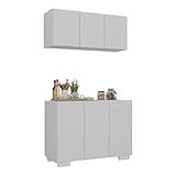 Kit Armário De Cozinha Aéreo E Balcão 3 Portas Multimóveis Mp2169 Branco