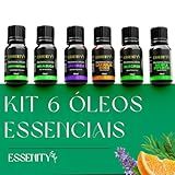 Kit Aromaterapia Completo 6 Óleos Essenciais 100 Puros Alecrim Lavanda Laranja Doce Melaleuca Menta Piperita Lemongrass Relaxamento Energia Cuidados Com A Pele E Alívio Respiratório Vegano Cruelty Free Ideal Para Aromaterapia E Massagem ESSENITY