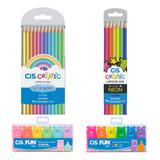 Kit Arte Lápis De Cor 18 Crs Marcatexto Fun Pastel E Neon