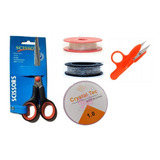 Kit Artesanato 2 Fio Silicone Nylon 100mts 2 Tesoura