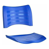 Kit Assento Encosto Plastica Azul Cadeira Fixa Giratoria Iso
