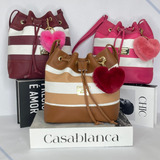 Kit Atacado 12 Peças Bolsa Saco Feminina Com Pompom Coração