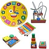 Kit Atividades 05 Brinquedos Pedagógicos Educativos Em Madeira Primeira Infância TDAH Kit 5 Brinq A P C X R 