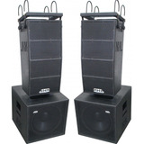 Kit Ativo Line Array Ti Sub 15 4 Caixas 3400w Estereo Pro