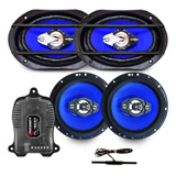 Kit Auto Falante 6 Pol 6x9 310 W Módulo 100w Antena