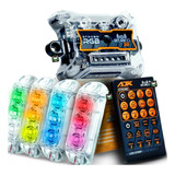 Kit Automotivo Strobo Ritmico 3 0 Ajk 4 Faróis 6w 8 Cores