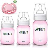 Kit Avent Classic 3 Mamadeiras Rosa E Chupeta Philips Avent