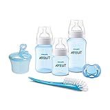 Kit Avent Classic 6 Peças Mamadeiras Azul Dosador Chupeta E Escova Philips Avent