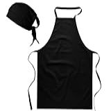 Kit Avental Bandana Pizzaria Cozinha Lenço Garçom Chef Preto Ou Branco Preto