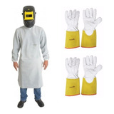 Kit Avental Barbeiro De Raspa 2 Luva De Vaqueta Tks 30 P 15