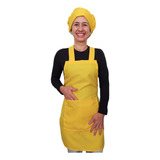 Kit Avental E Touca Gorro Cozinheiro Padaria Cozinha Unissex