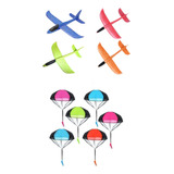 Kit Avião Luz Led Brinquedo Que Voa 2 Bonecos Paraquedista