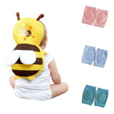 Kit Baby Almofada Protetora Cabeça Bebê Meia Joelheira Bebê