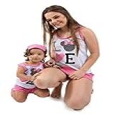 Kit Baby Doll Pijama Minnie Adulto E Infantil Mãe E Filha Com Tapa Olho Feminino M 10 