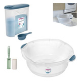 Kit Bacia Porta Sabão Pó Dosador Rolo Adesivo Limpeza Casa