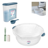 Kit Bacia Porta Sabão Pó Dosador Rolo Adesivo Limpeza Casa