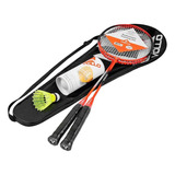 Kit Badminton 2 Raquetes 3 Petecas Com Bolsa De Transporte