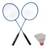 Kit Badminton Com 2 Petecas 2 Raquetes E Bolsa Raqueteira