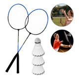 Kit Badminton Com 2 Raquetes 3 Petecas Bolsa Qualidade