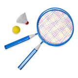 Kit Badminton Infantil 2 Raquetes E 2 Petecas Pista E Campo