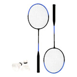 Kit Badminton Raquete E Peteca Azul Western