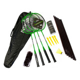 Kit Badminton Rede Portátil 4 Raquetes 3 Petecas Athi Cor Preto