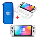 Kit Bag + Case + Película De Vidro Para Nintendo Switch Oled